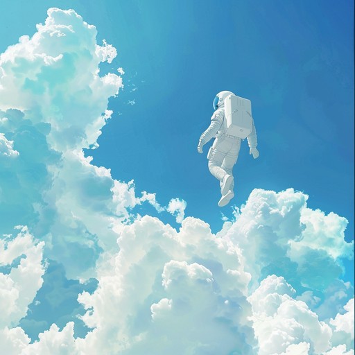 Imagine gliding above the serene clouds, with a soundscape that mimics the feeling of soaring heights and limitless sky. The music captures the essence of freedom and the awe of altitude, integrating ethereal synths with a gentle, uplifting melody,