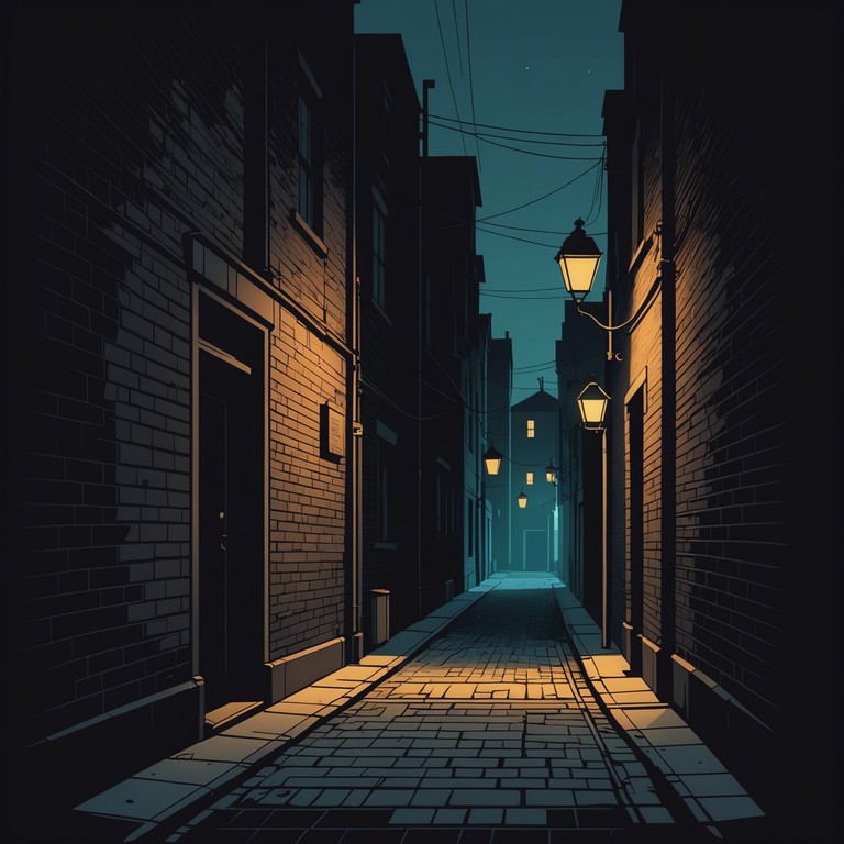 Imagine wandering through dimly lit alleys, each corner echoing with the gritty, lyrical soundscapes of a gritty electric guitar. The composition evokes an urban journey, draped in mystery and contemplation.