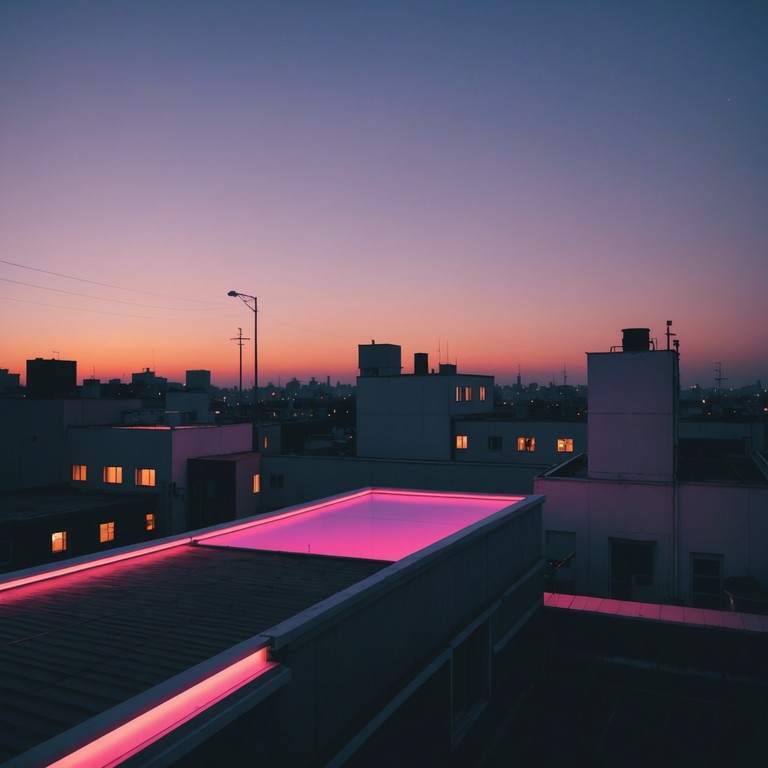 Imagine a smooth, peaceful melody playing as you watch the sunset from a city rooftop, with synth sounds that provide a tranquil escape from the busy world.