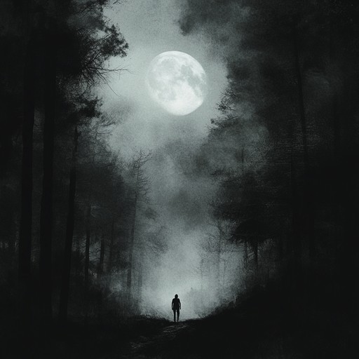 An evocative instrumental piece that guides listeners through a mysterious night time forest, where whispers of ancient spirits and shadowy figures weave a haunting melody, blending traditional folk instruments with a suspenseful atmosphere.