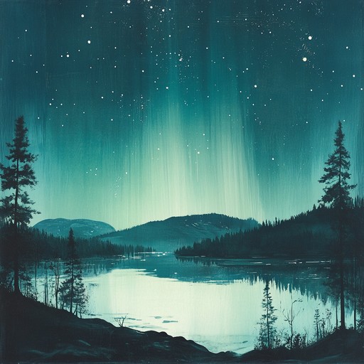 A delicate instrumental track capturing the essence of quiet finnish nights, featuring gentle melodies and soothing harmonies that paint a picture of tranquil northern landscapes under shimmering auroras, inviting deep reflection and peace