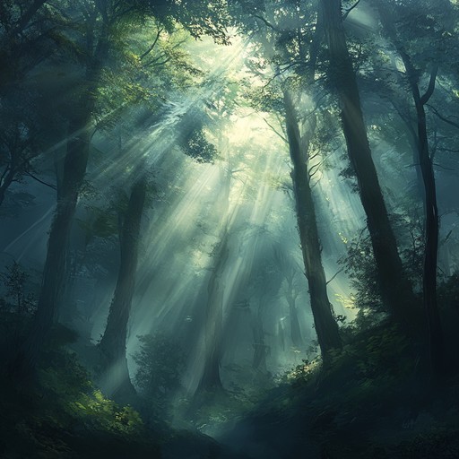 This composition captures the essence of walking through an ancient, mist filled forest with beams of sunlight filtering through towering, centuries old trees. Traditional flutes weave together gentle melodies, accompanied by the delicate plucking of the koto and soft, distant sounds of nature. The listener is transported to a time and place of tranquility and awe, where the whispering leaves and chirping birds tell stories of old.