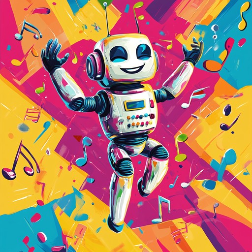 This instrumental track combines playful electronic melodies with mechanical rhythms to create an uplifting and whimsical atmosphere. The song evokes the image of robots joyfully dancing, with synthetic sounds and catchy beats that bring a smile to the listener's face. The composition blends elements of synthpop and chiptune, creating a unique piece that is both humorous and inspiring.