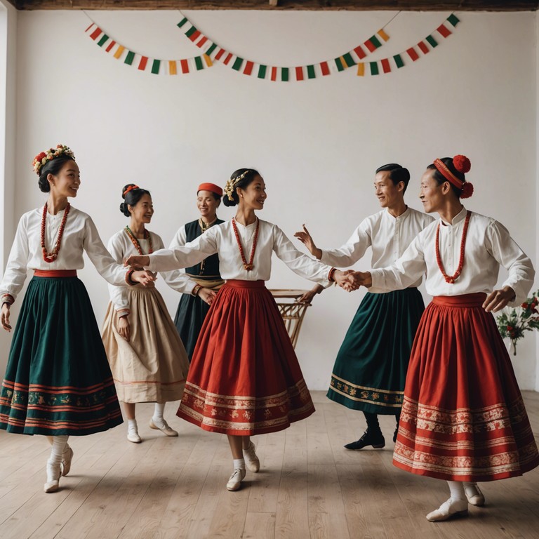 An exhilarating composition that captures the essence of various cultural sounds mingling, symbolizing global unity through music.