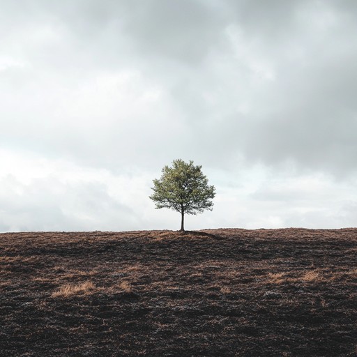 A melancholic electric guitar leads, layered with ambient sounds and a steady rhythm, building up to an empowering climax that symbolizes overcoming challenges and finding inner strength.