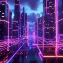 high energy beats driving virtual futuristic car chase