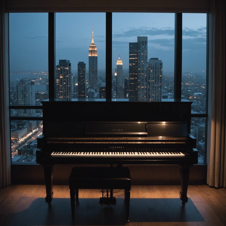 A musical expression of city life's quieter moments, with gentle piano tunes rising over the soft hum of a sleeping metropolis, evoking a sense of peace amidst the urban landscape.