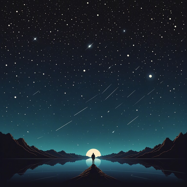 Echoes between stars transports listeners to a tranquil cosmic void where softly swirling synthesizer patterns mimic the gentle rotation of celestial bodies, creating a deeply calming and reflective musical journey.