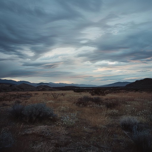 A composition featuring distorted yet melodic guitar riffs, layered with atmospheric synthesizers and grounded by a steady, soft drumbeat. This track creates a calm, introspective mood while maintaining the raw energy typical of hard rock, making it an ideal backdrop for a reflective journey through rugged terrains.