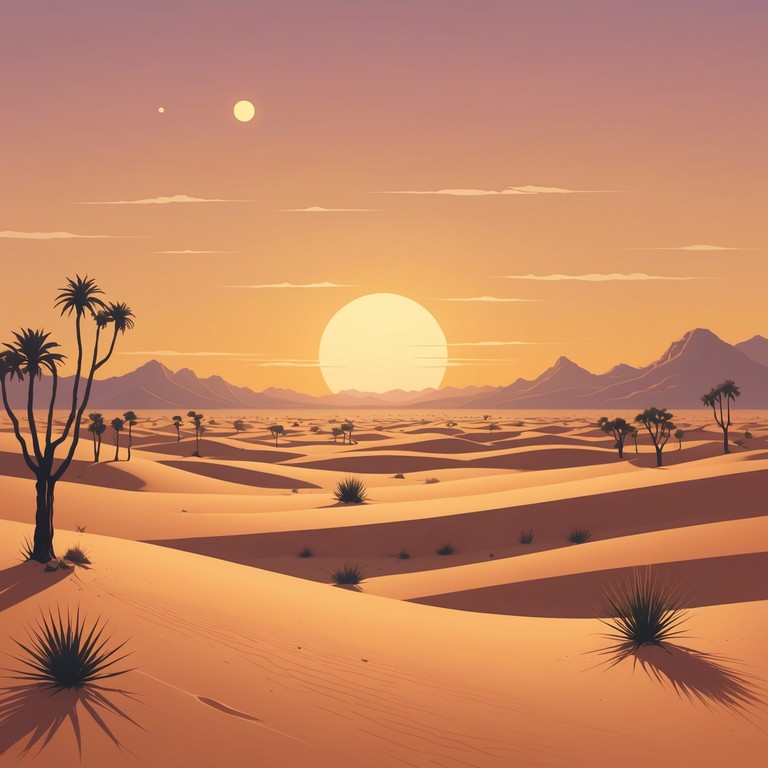 This composition transports listeners to a serene middle eastern landscape, where the gentle tunes mimic the free flowing desert winds, creating a feeling of tranquility and openness. Envision a musical journey through vast sandy expanses under a clear blue sky, embraced by the warmth of the sun and the melody of peace.