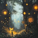 quirky mechanical sounds entwined with ethereal melodies, forest magic