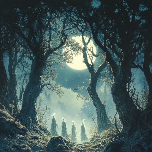 This opulent orchestral piece transports the audience deep into a mystical forest, where each note reveals a new layer of enchantment and ancient magic. Strings, woodwinds, and brass instruments come together to paint a vivid auditory picture of fantastical landscapes and mythical creatures, creating an atmosphere filled with wonder and awe
