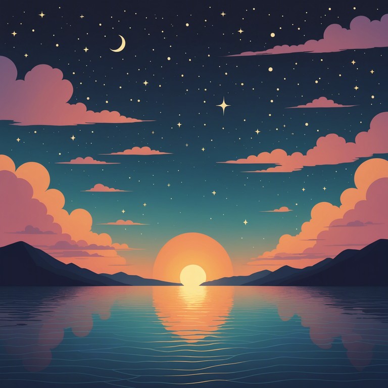 As the sun slowly sets, casting hues of gold and purple across the sky, this song reflects the interplay of fading light and emerging stars. It's crafted with tender acoustic guitar harmonies that weave through an ambient soundscape, creating a sense of both conclusion and renewal.