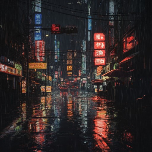Immerse listeners in a dark, neon lit cityscape where haunting synth melodies and lush textures create an otherworldly, enigmatic atmosphere reminiscent of synthwave classics.