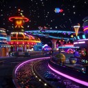 cheerful space carnival with fun interstellar rides