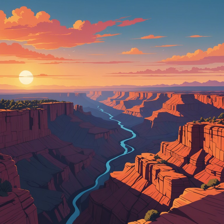 This track features lingering soft rock guitar melodies that echo the tranquil beauty of a canyon at sunset. The gentle flow of the music embodies the landscape's serene majesty and the soothing power of nature.