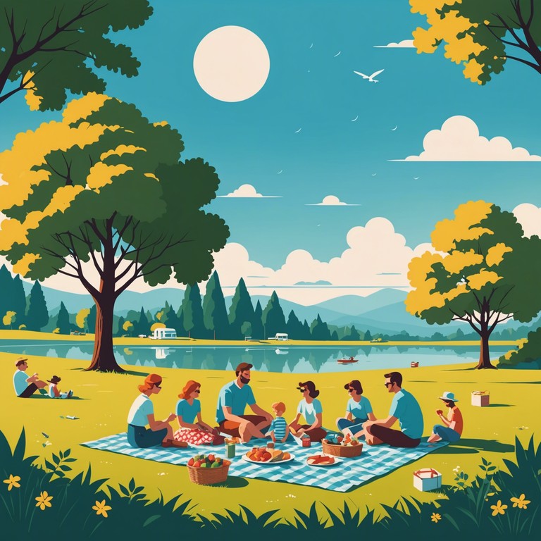 Imagine a backdrop of rolling green hills and a clear blue sky, this alternative title captures the essence of joy and relaxation brought about by a lively banjo tune during a countryside retreat.