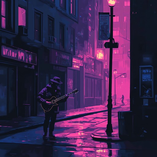 Electric guitar driven blues rock capturing the essence of city nights, featuring soulful licks, dynamic rhythms, and a moody atmosphere perfect for introspective urban landscapes.
