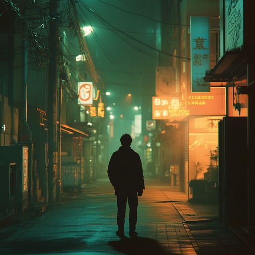 A haunting instrumental jpop piece that combines ethereal synth melodies with unsettling ambient textures, evoking the feeling of wandering through deserted neon lit city streets at night