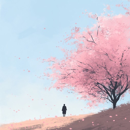 An emotive instrumental dominated by gentle piano strokes, capturing the essence of fleeting love lost within the cherry blossom season. The softened strings add depth, creating an evocative backdrop for anime storytelling, perfectly suited for scenes shrouded in memory and quiet contemplation.