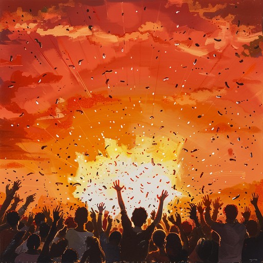 Feel the energy of a vibrant sunset celebration with this indie anthem. Bursting with joy and euphoria, the track captures the essence of a lively gathering under a blazing orange sky. The dynamic guitar riffs and driving rhythm section create an atmosphere of pure exhilaration, perfect for celebrating life's happiest moments.