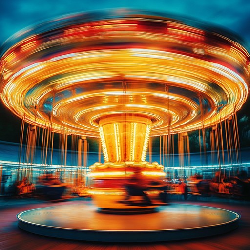 A lively drum and bass track with whimsical elements, featuring playful beats, quirky melodic lines, and unexpected sonic twists, evoking the feeling of a fun, colorful carousel ride.