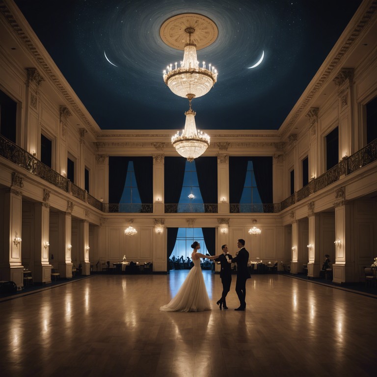 Imagine a mystical scene at a moonlit gala in vienna where the traditional polka rhythm meets the floating whispers of modern melodies, creating a dance that's both timeless and surreal. The blend of classical polka with a twist of ethereal soundscapes offers a unique auditory journey.