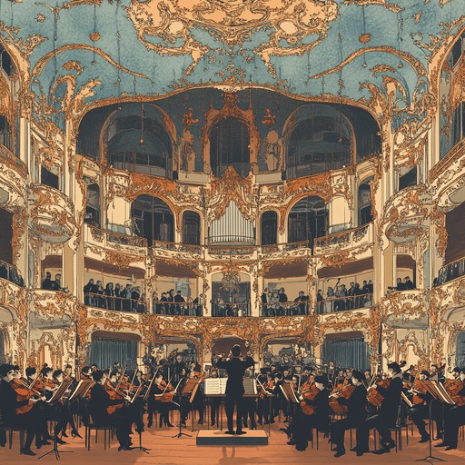 In a grand concert hall, an orchestra performs a euphoric neoclassical piece that blends traditional elements with a modern twist. Rich piano melodies interplay with the orchestra, creating an uplifting and majestic soundscape, perfect for celebrating life's significant milestones and joyous moments.