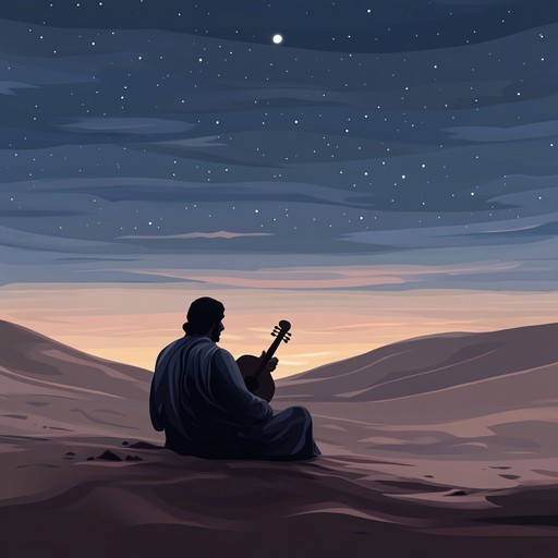 A soothing instrumental track blending traditional middle eastern melodies with modern arrangements, capturing the essence of nostalgia and timeless beauty of ancient deserts.