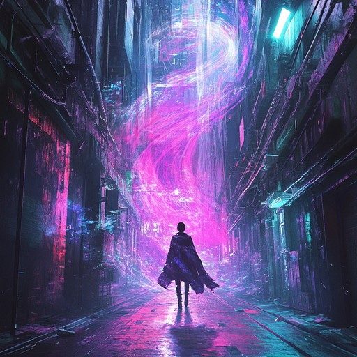 A mesmerizing blend of pulsing electronic rhythms and layered synth textures that guide the listener through a futuristic cyber city, evoking images of neon lights, virtual realities, and digital dreams