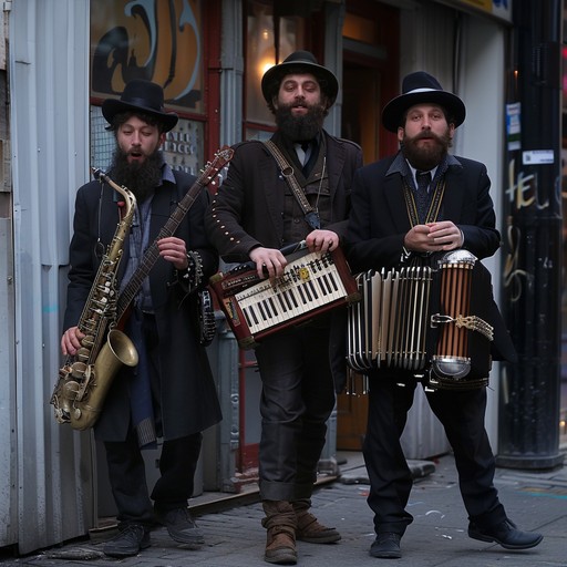 Fuses traditional klezmer instruments and rhythms with an aggressive punk rock attitude. The clarinet leads the charge, supported by a powerful rhythm section that drives the music forward with unrelenting energy.