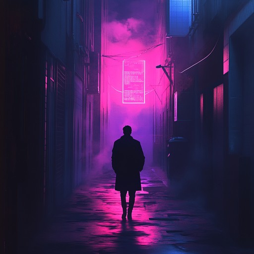 An instrumental track blending new wave and darkwave elements, featuring echoing synthesizers and distant guitar riffs, conveying a sense of solitude under the glow of neon lights in an empty city.