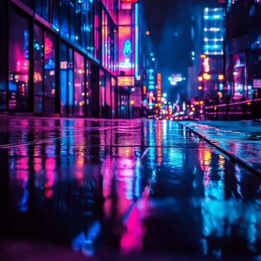 An ethereal instrumental piece blending gentle synths and soft percussion to create a dreamy background ambiance reminiscent of late night city strolls under glowing neon lights.