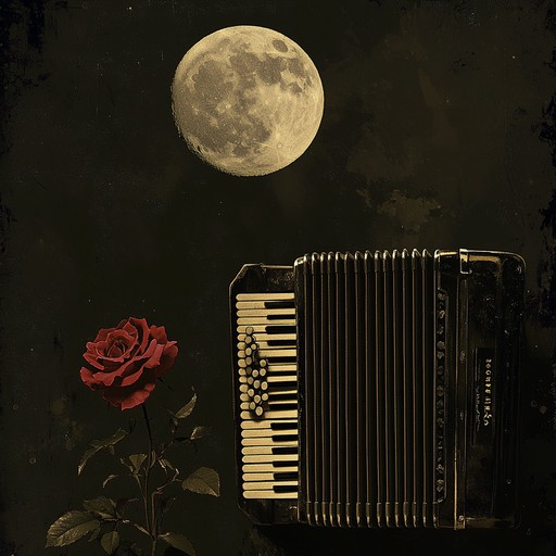 A delicate instrumental featuring the accordion, weaving soft melodies that capture the essence of romantic affection on a serene evening, evoking warmth and nostalgia.