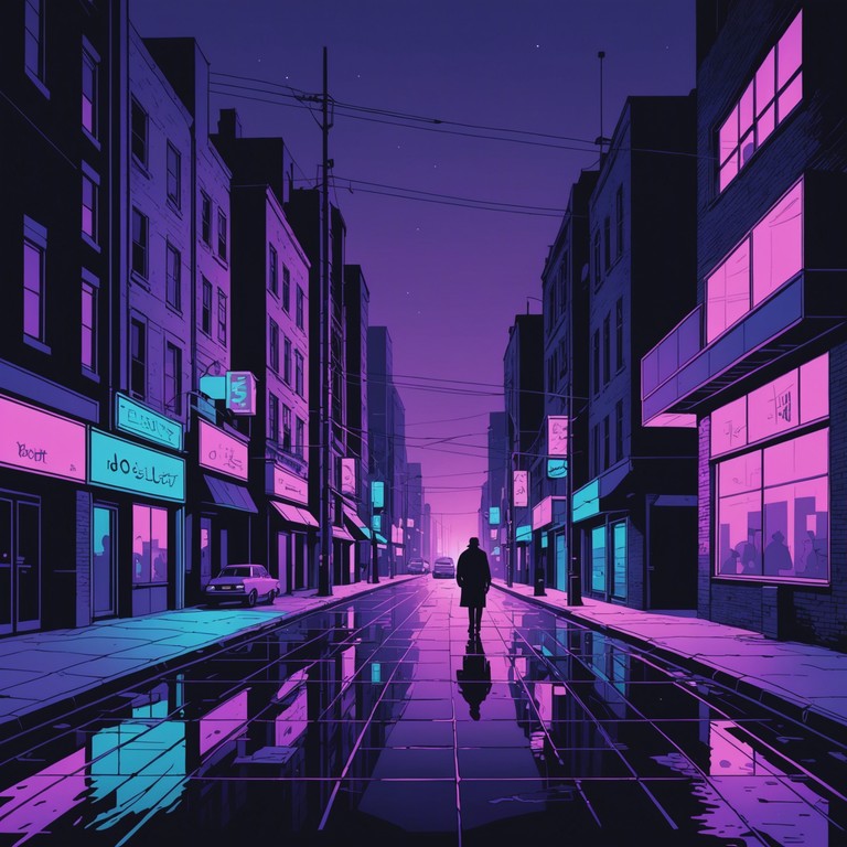 This track captures the essence of a city at midnight, illuminated by neon lights and shrouded in mystery. Deep, reverberating bass lines and ethereal synth pads create a soundscape that's both captivating and slightly unsettling, perfect for late night introspection or a solitary walk through misty streets.