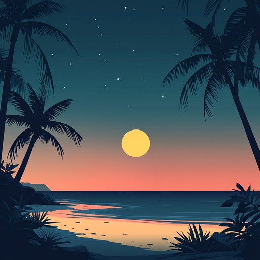 An instrumental cumbia track featuring mellow rhythms and gentle melodies, capturing the essence of a serene tropical evening by the sea.