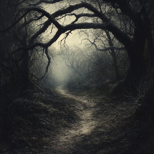 This haunting folk rock piece brings out the eerie essence of a mystical forest, with melancholic acoustic guitar and unsettling ambient noises to create a dark and mysterious atmosphere.