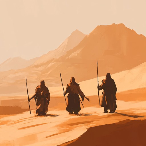 This piece uses aggressive darbuka beats and fiery melodies to capture the rebellious spirit of desert nomads. The rhythm is driving, and the harmonies are exotic and untamed, reflecting a fierce confrontation with oppressive forces. The listener is transported to a windswept desert battlefield, where the courage and resilience of the warriors shine through.