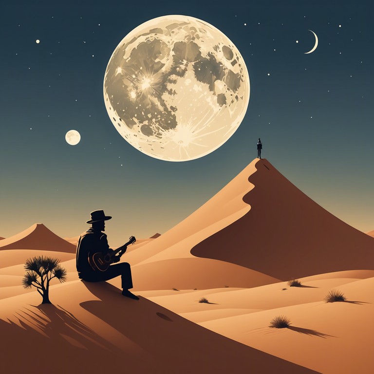 A soulful, evocative piece reflecting the profound solitude and mystery of the desert nights under a wide, starlit sky. The track combines traditional middle eastern instruments with a haunting melody that captures the essence of a longing heart, adapting to the vastness of the desert landscape. The music sways like the gentle wind across the dunes, painting a soundscape of isolation filled with emotional depth and cultural identity.