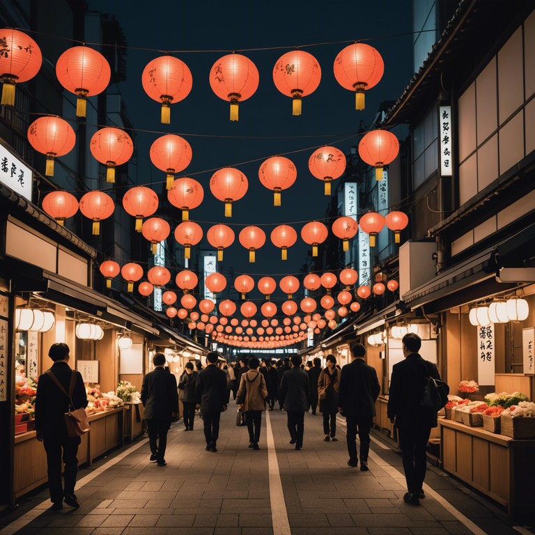 A pulsating composition that marries the neon lit energy of tokyo's nightlife with the serene beauty of japan's cherry blossom season, driven by rhythmic shamisen strums.