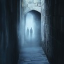 an unsettling composition resonating within shadowy, abandoned underground tunnels