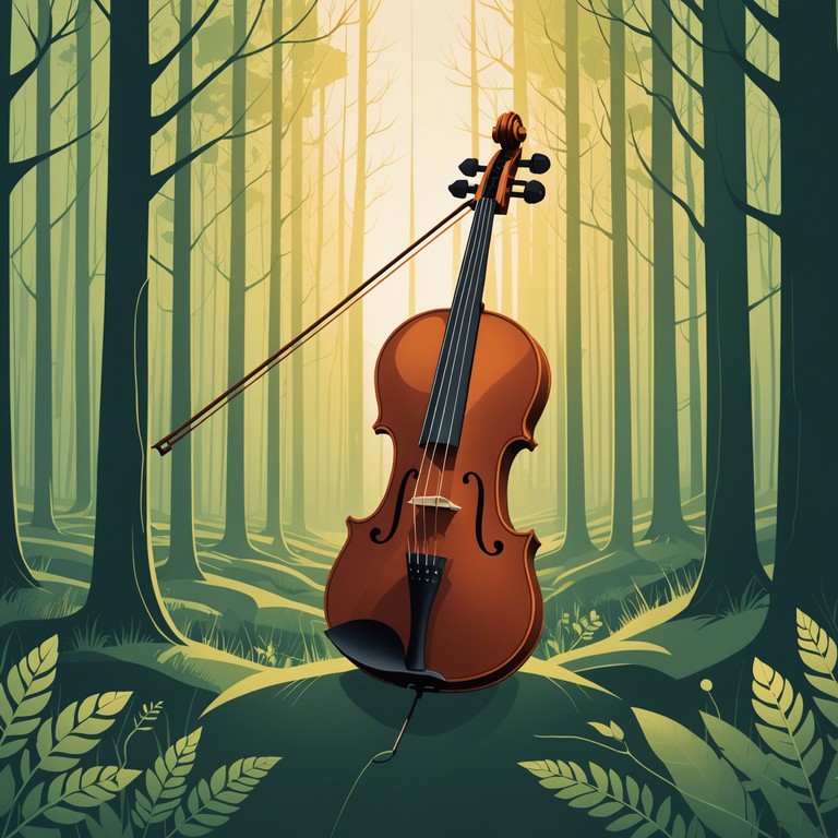 Take an auditory adventure through a magical woodland, where orchestral strings set a mood of lively and delightful exploration, punctuated by crescendos that hint at hidden wonders and mythical creatures poking through the foliage.