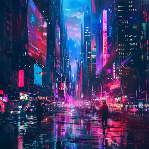 A blend of futuristic synth sounds and upbeat rhythms, this instrumental cyber punk track takes listeners on a vibrant neon lit joyride. The soundscape is adorned with shimmering electronic textures, pulsating beats, and an irresistibly cheerful vibe, perfect for a high energy, happy escape into a cyber future.