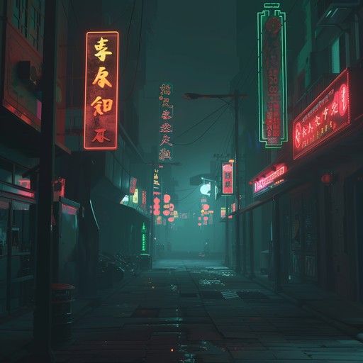 A sinister track with haunting 80s synthesizer melodies, dark basslines, and chilling atmospheric effects. The composition inspires an eerie, nostalgic feeling of walking down a desolate street lit by flickering neon lights.