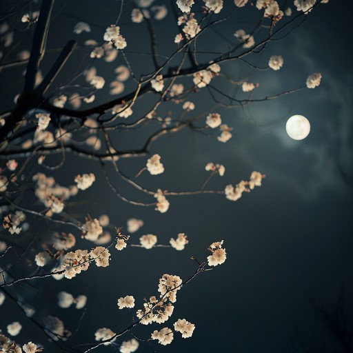 A gentle instrumental piece capturing the serenity of a moonlit night under cherry trees, where soft, soothing melodies dance along, emulating the delicate blossoms. With a blend of traditional japanese scales and contemporary j pop harmonies, this intimate composition evokes a sense of romantic nostalgia and quiet wonder