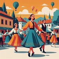 upbeat accordion driven polka dance tune.