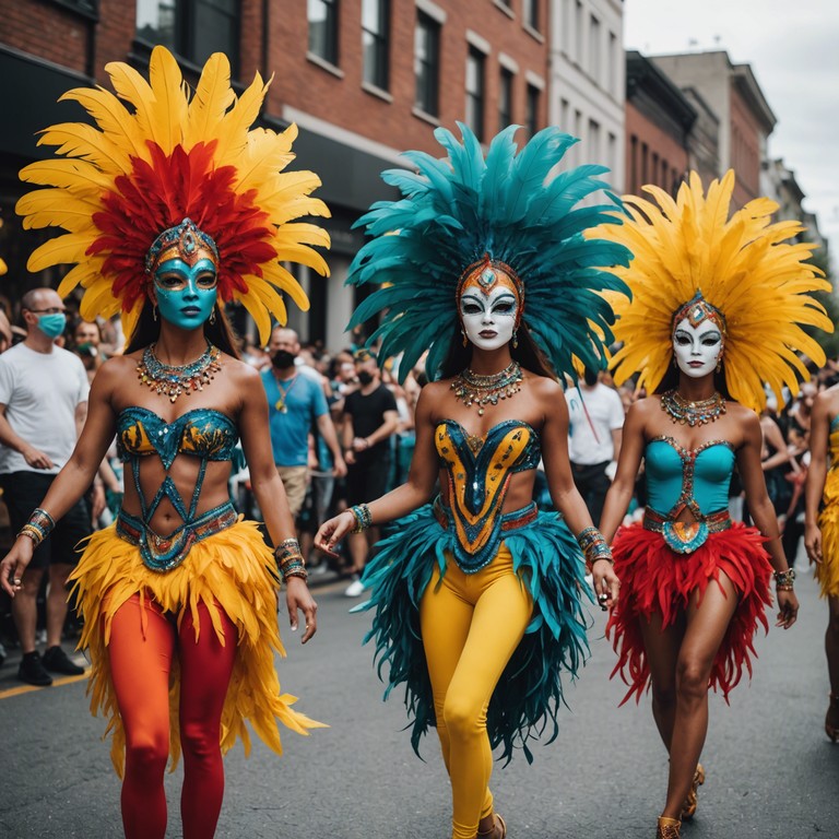 This track captures the essence of a spirited carnival, overflowing with energy and featuring a lively melody played primarily on the steelpan. Emulating the festive atmosphere of caribbean street parades, the music incorporates rhythmic pulsations that guide the euphoria of dancing crowds, ensuring a feeling of unity and festivity. The piece progresses through waves of escalating rhythms, celebrating life and culture.