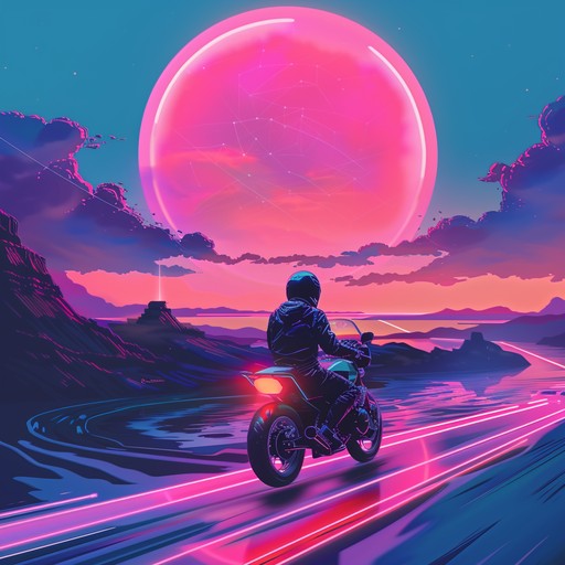 This track should capture the essence of a breezy 1980s night drive, complete with neon lights and a sense of youthful adventure. A blend of period synth textures, driving bass lines, and airy melodies to convey motion and excitement.