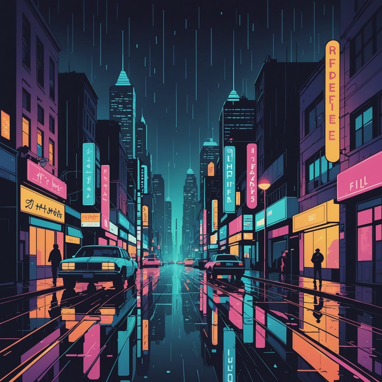 In this track, imagine wandering through a rain soaked futuristic city, neon lights reflecting on wet streets, where technology and human emotions intertwine in a complex dance. The soundscape is filled with rich synthetic textures and a haunting electric guitar melody that uncovers the deeper yearnings and isolation of a cybernetic society.