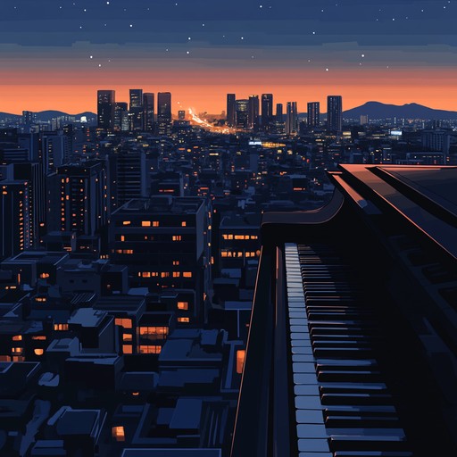 A peaceful instrumental k pop track featuring gentle piano, reflecting the tranquility of seoul's night, bringing serenity and calm to the listener.